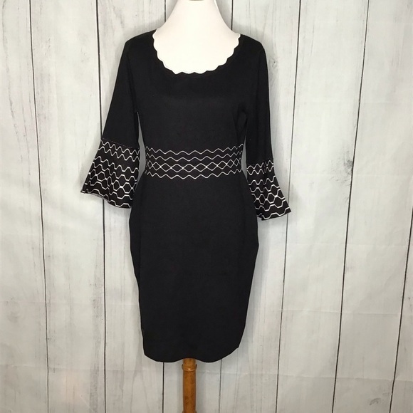 Nina Leonard bell sleeve knit‎ sweater dress - Picture 2 of 10